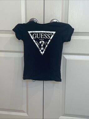 Guess Black Tee with Silver Logo Triangle